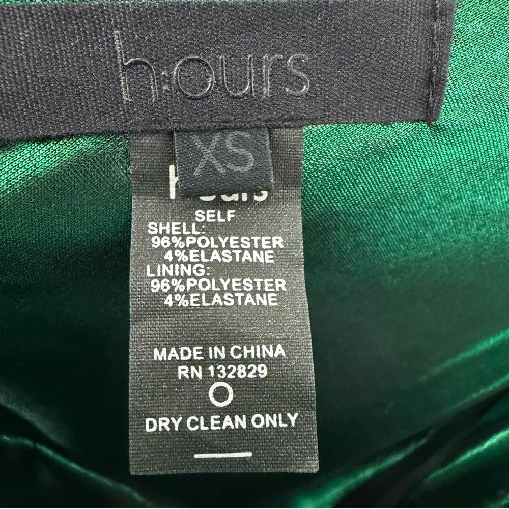 HOURS Emerald Metallic Draped Ruched Mini Dress XS Cocktail Holiday NYE Revolve - Picture 8 of 8